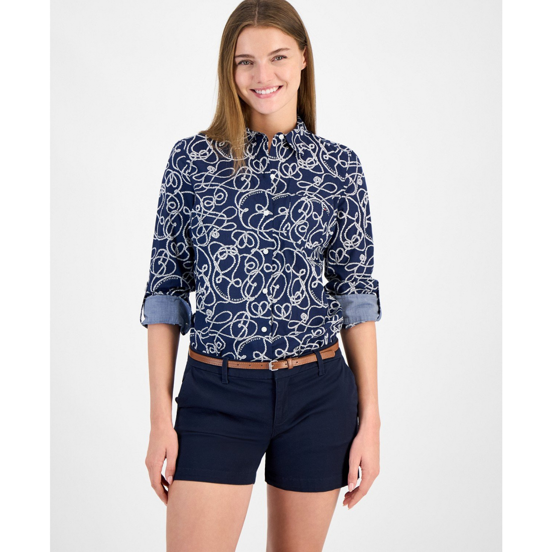 'Rope-Print Cotton Button-Up Shirt' pour Femmes