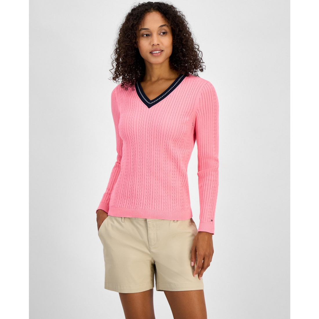 'Cable-Knit Cotton Sweater' pour Femmes