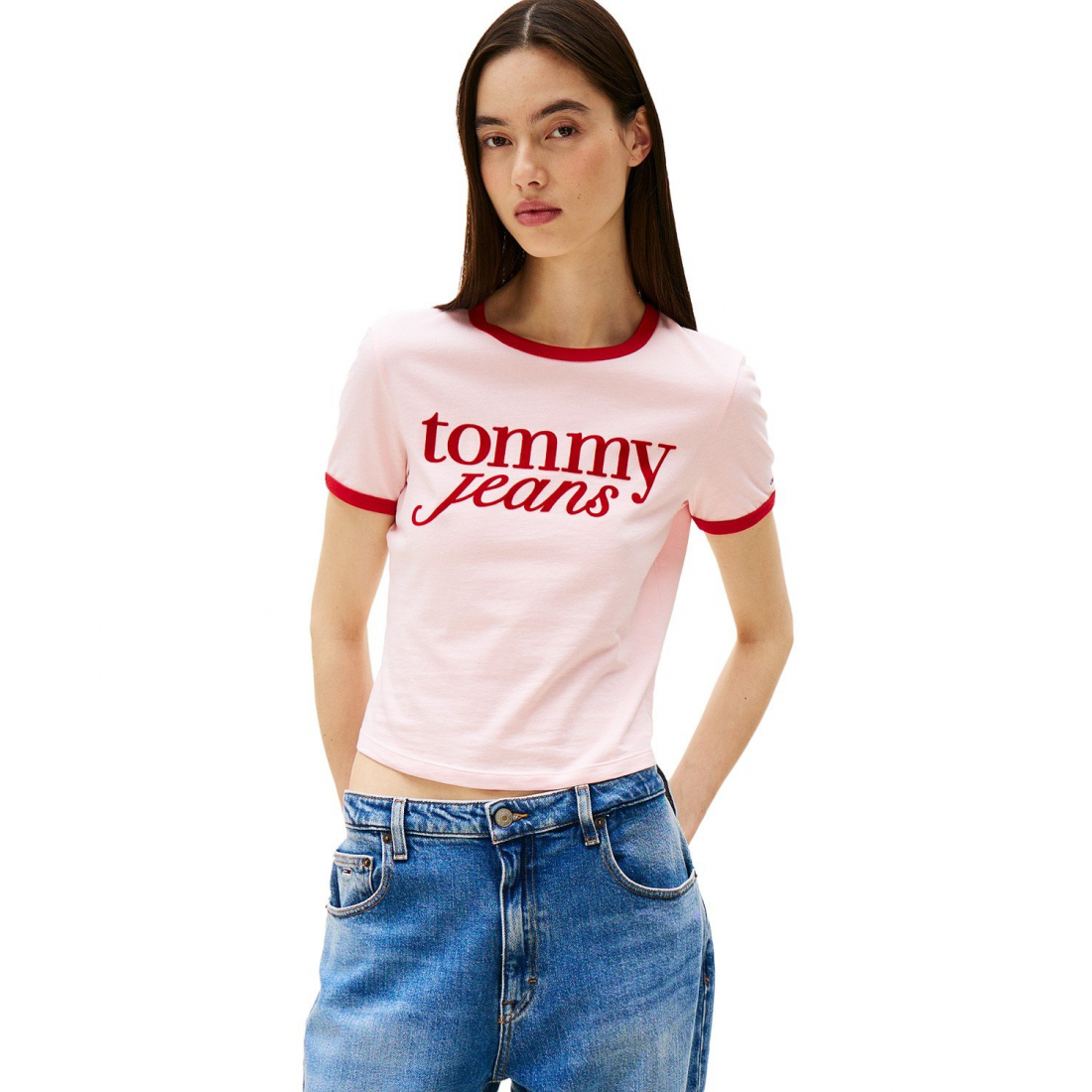 'Slim Logo Ringer T-Shirt' pour Femmes