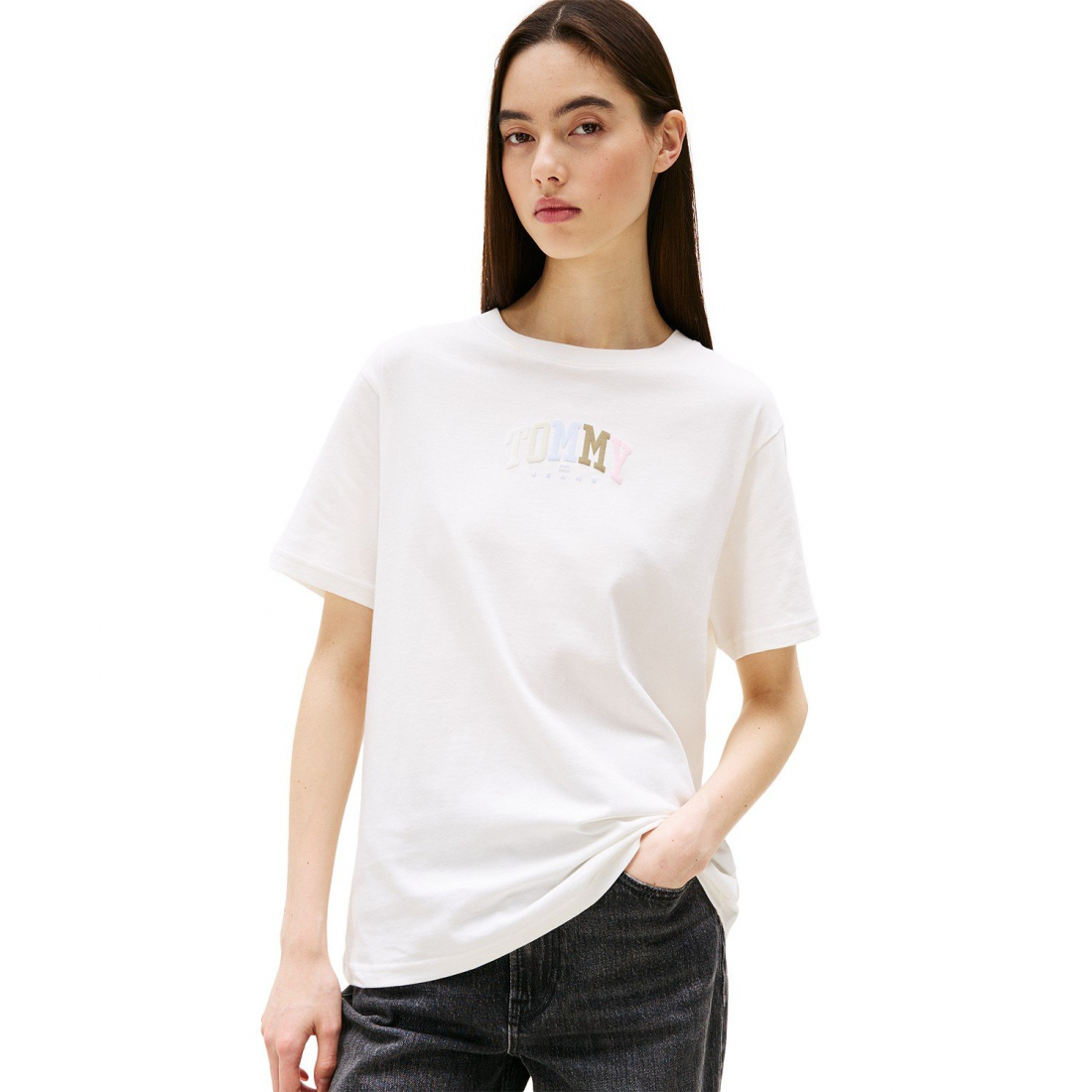 'Cotton Relaxed Varsity T-Shirt' pour Femmes