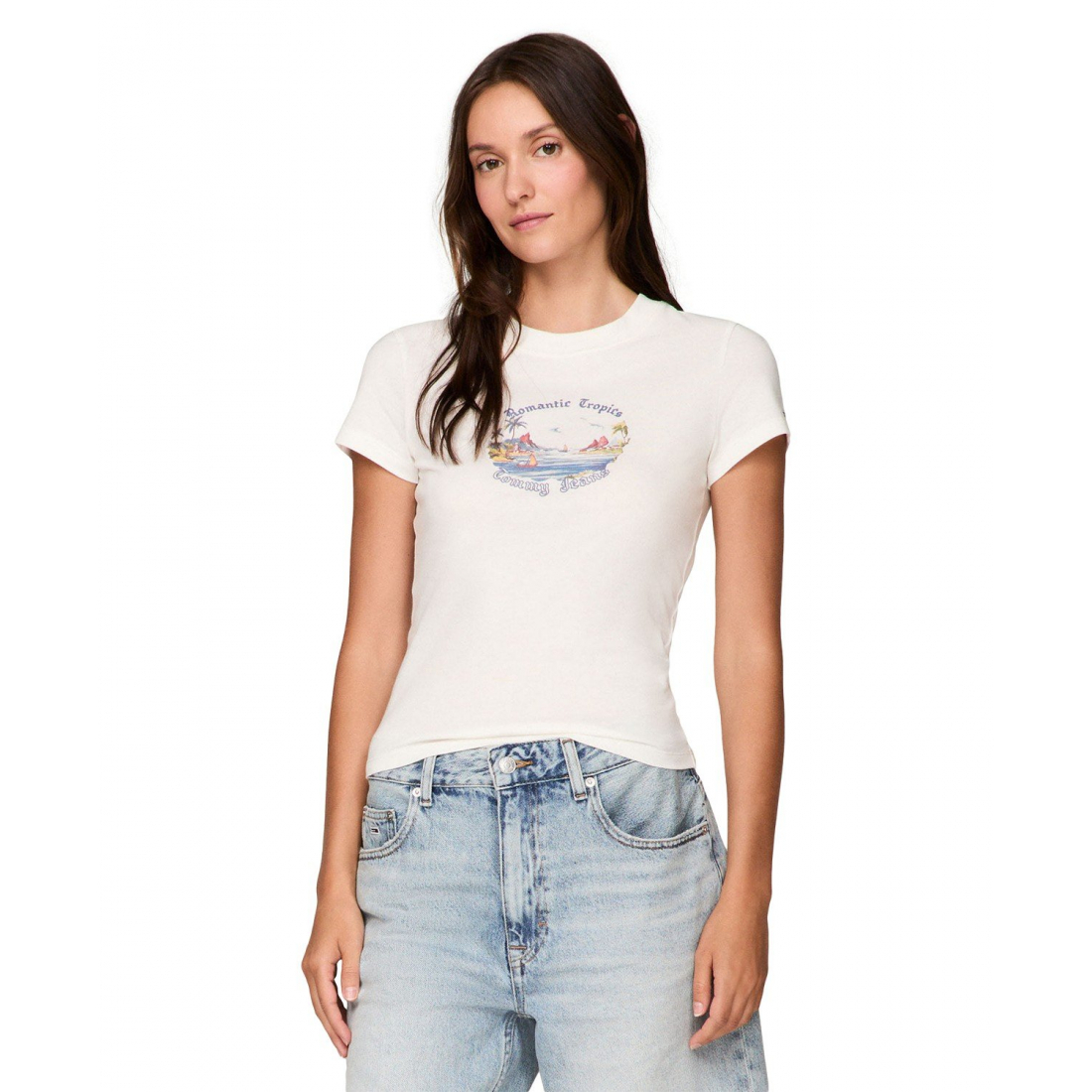 'Cotton Slim Fit Tropics Graphic Tee' pour Femmes