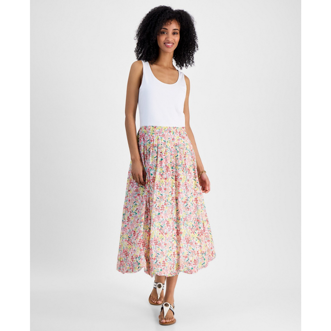 'Mixed Media Floral Dress' pour Femmes