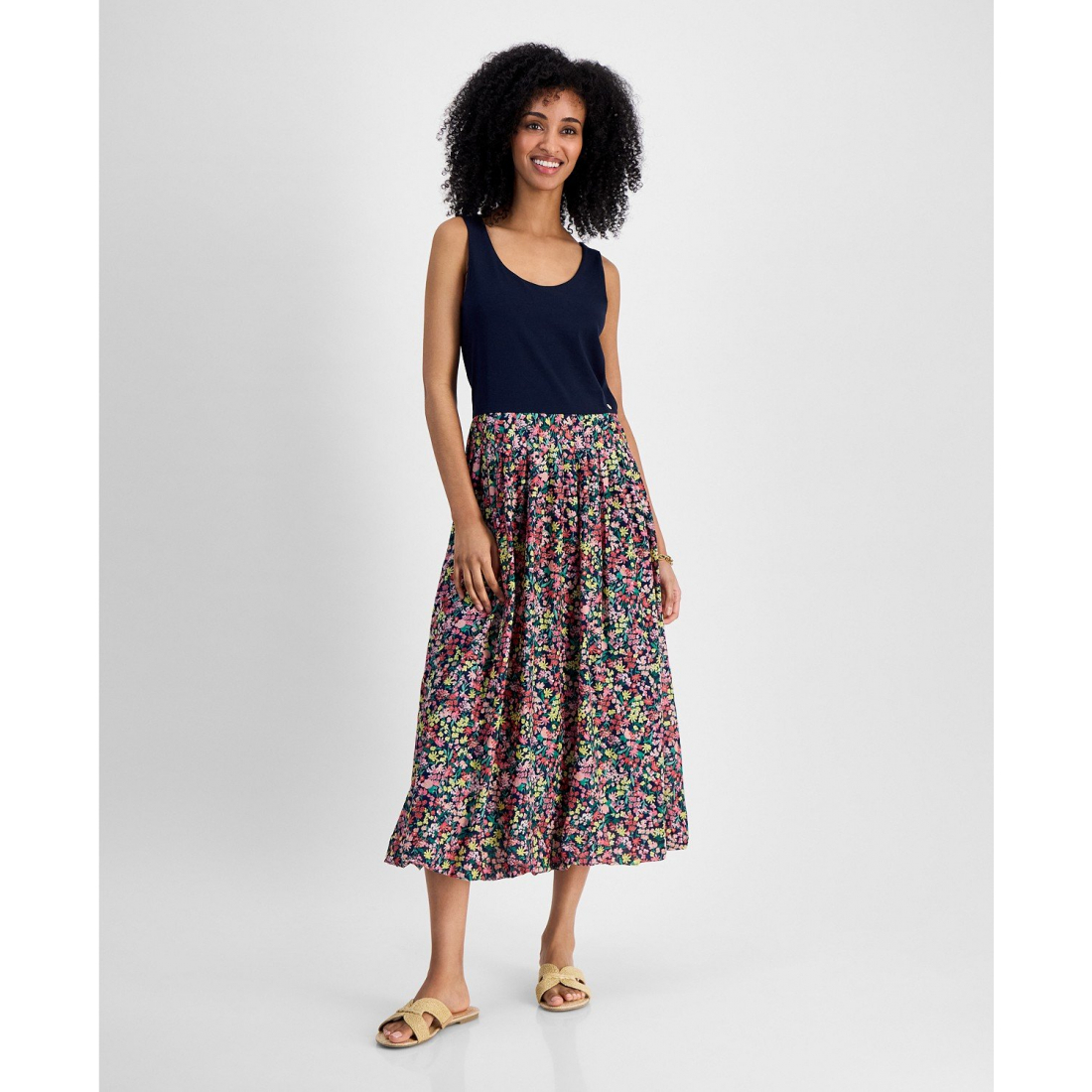 'Mixed Media Floral Dress' pour Femmes