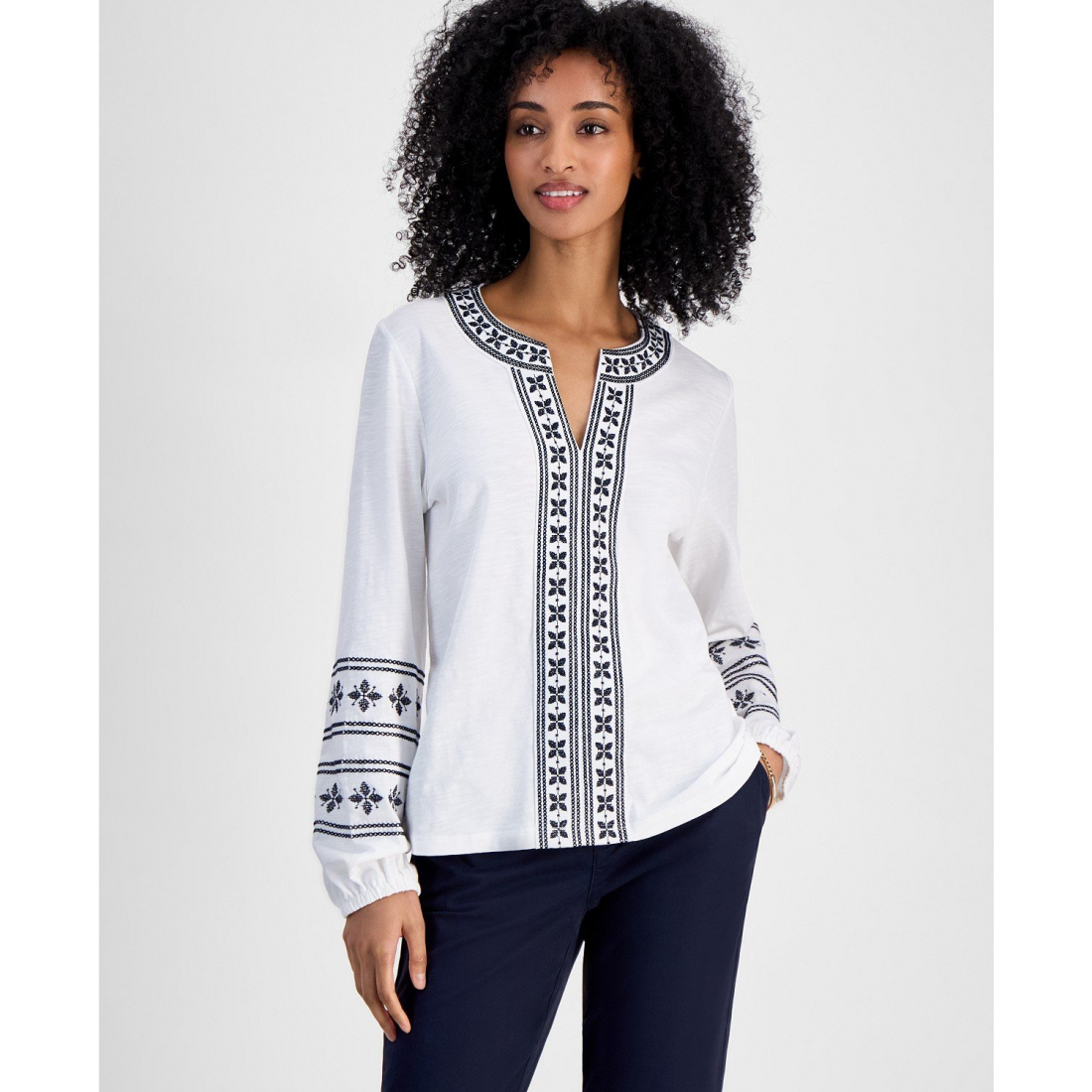 'Embroidered Cotton Top' pour Femmes