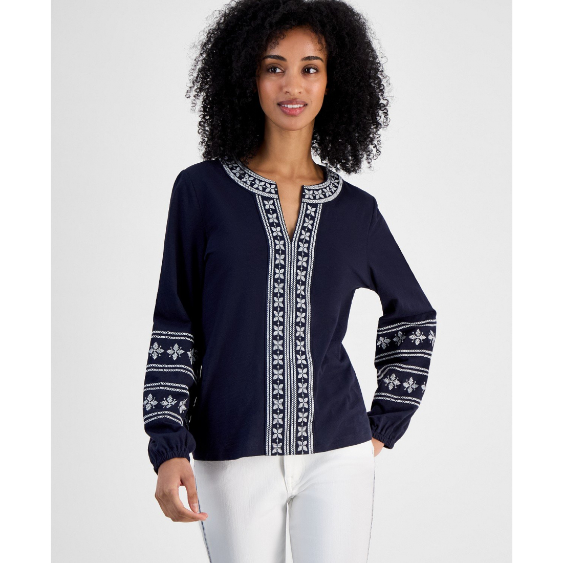 'Embroidered Cotton Top' pour Femmes