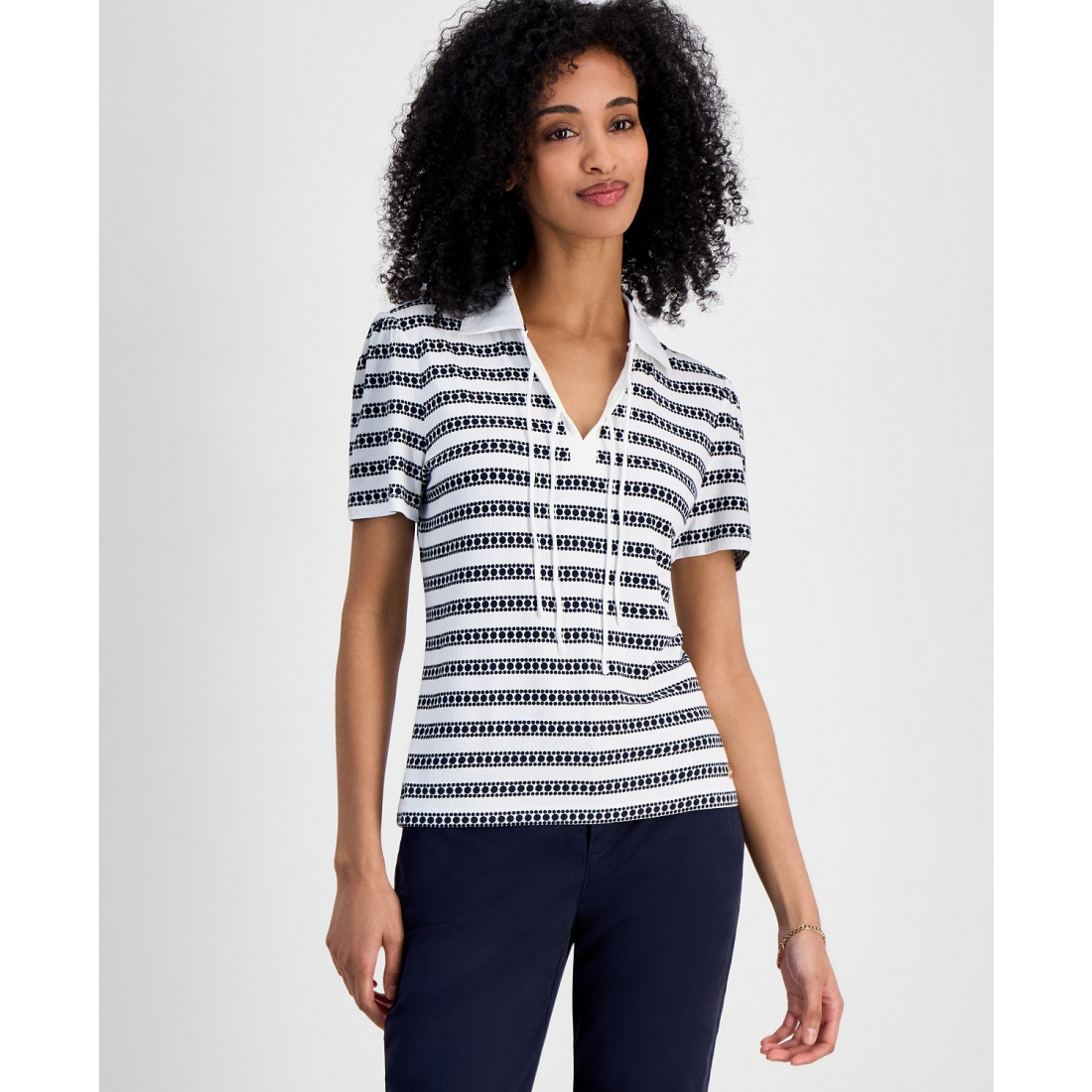 Polo 'Dot-Stripe' pour Femmes