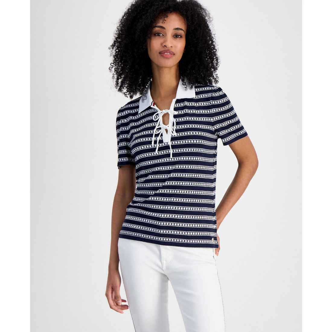 Polo 'Dot-Stripe' pour Femmes