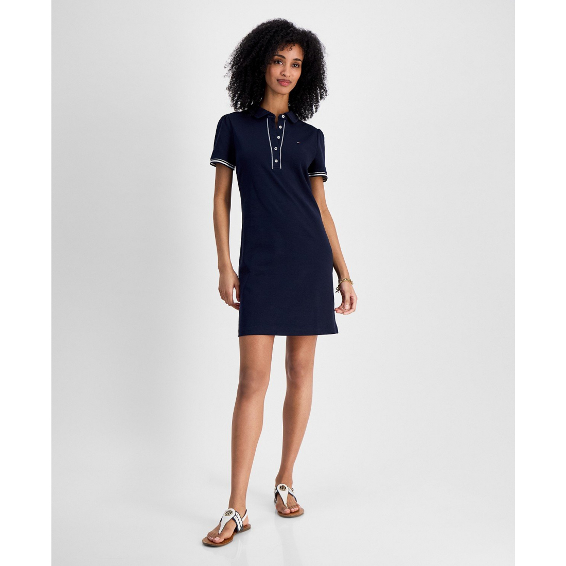'Puff-Sleeve Polo Dress' pour Femmes