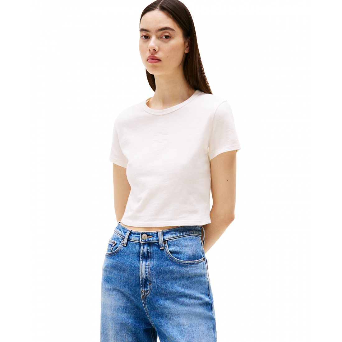 'Cropped Cotton Crewneck T-Shirt' pour Femmes