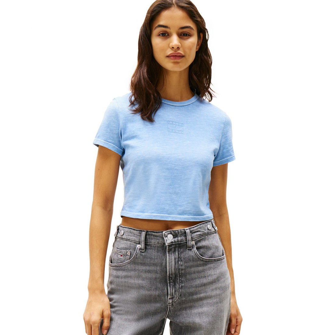 'Cropped Cotton Crewneck T-Shirt' pour Femmes