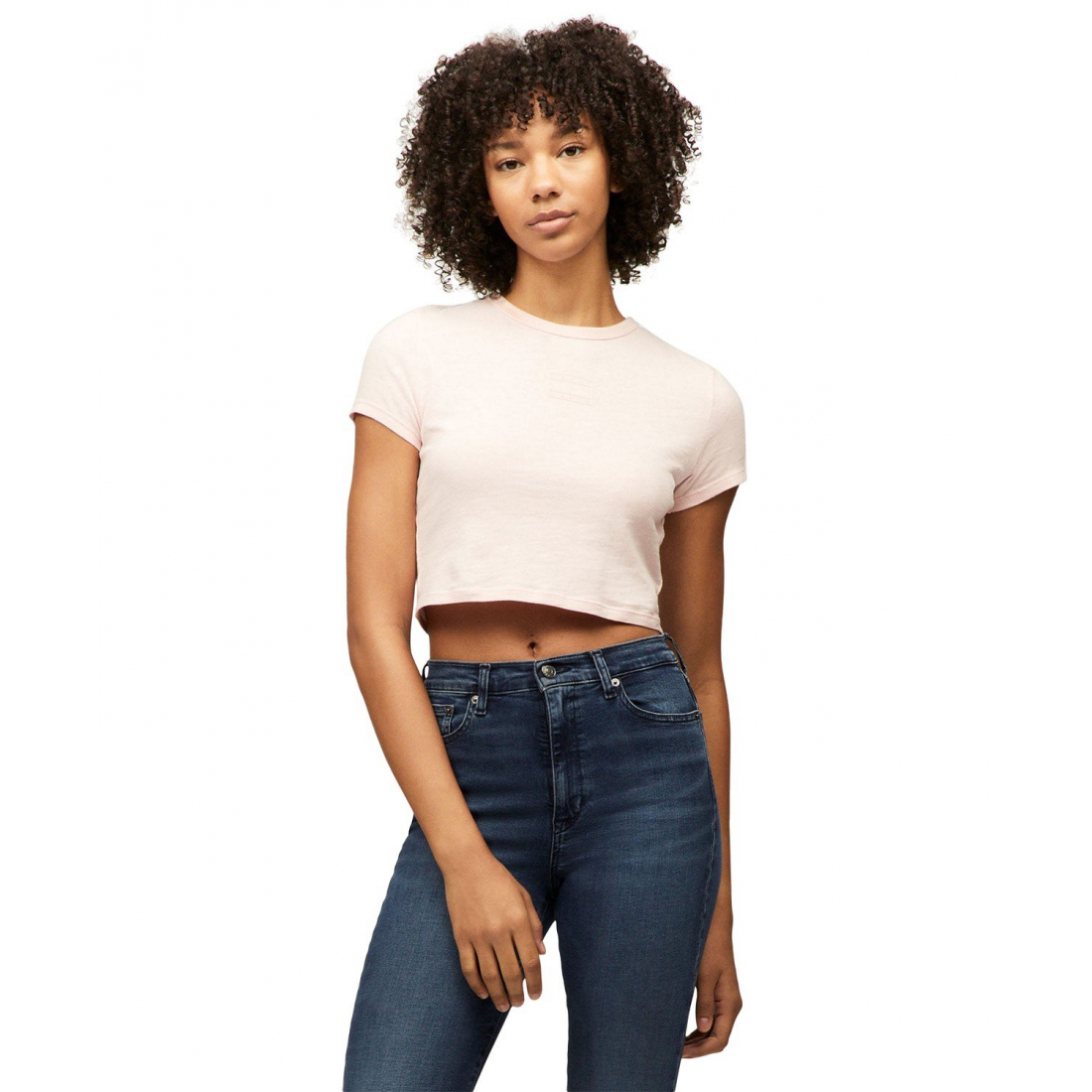 'Cropped Cotton Crewneck T-Shirt' pour Femmes