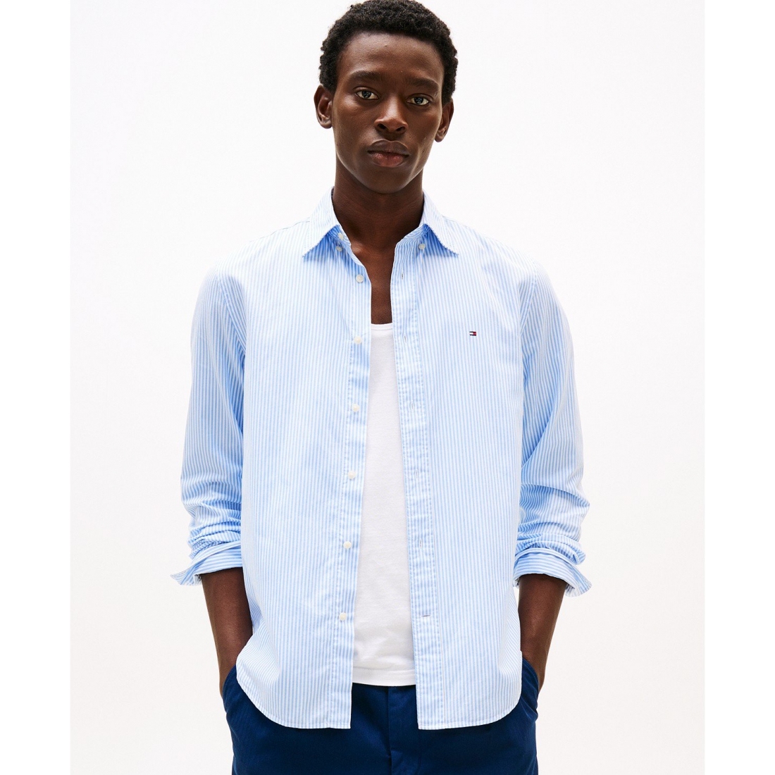 'Regular-Fit Striped Poplin Shirt' pour Hommes