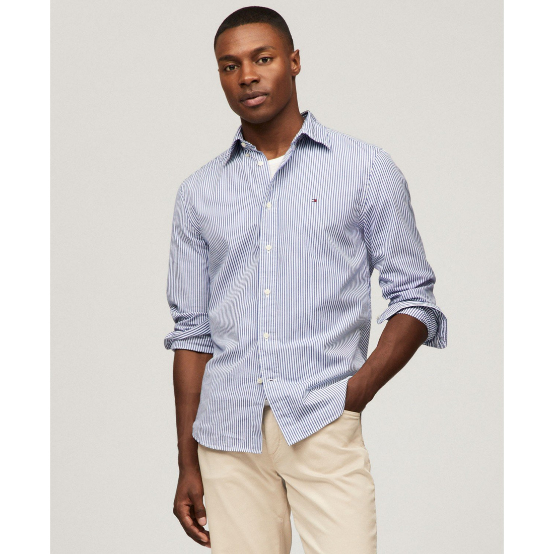 'Regular-Fit Striped Poplin Shirt' pour Hommes