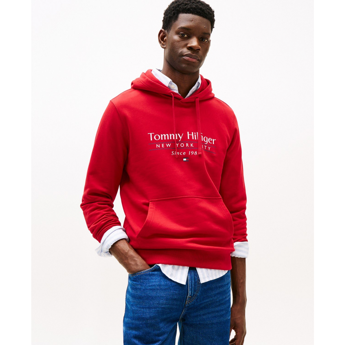 Men's 'Long Sleeve Center Stack Logo Hoodie'