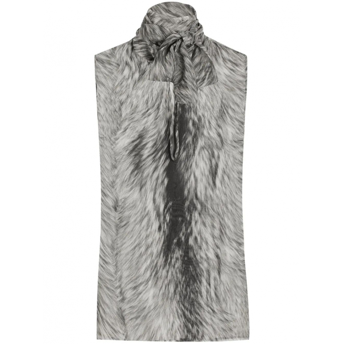 Top 'Pussy Bow With Fur Print' pour Femmes