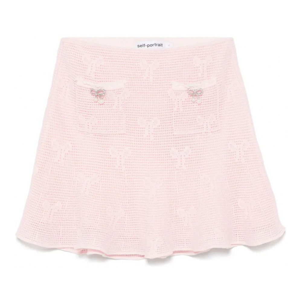 Mini Jupe 'Bow-Detail Crochet' pour Femmes