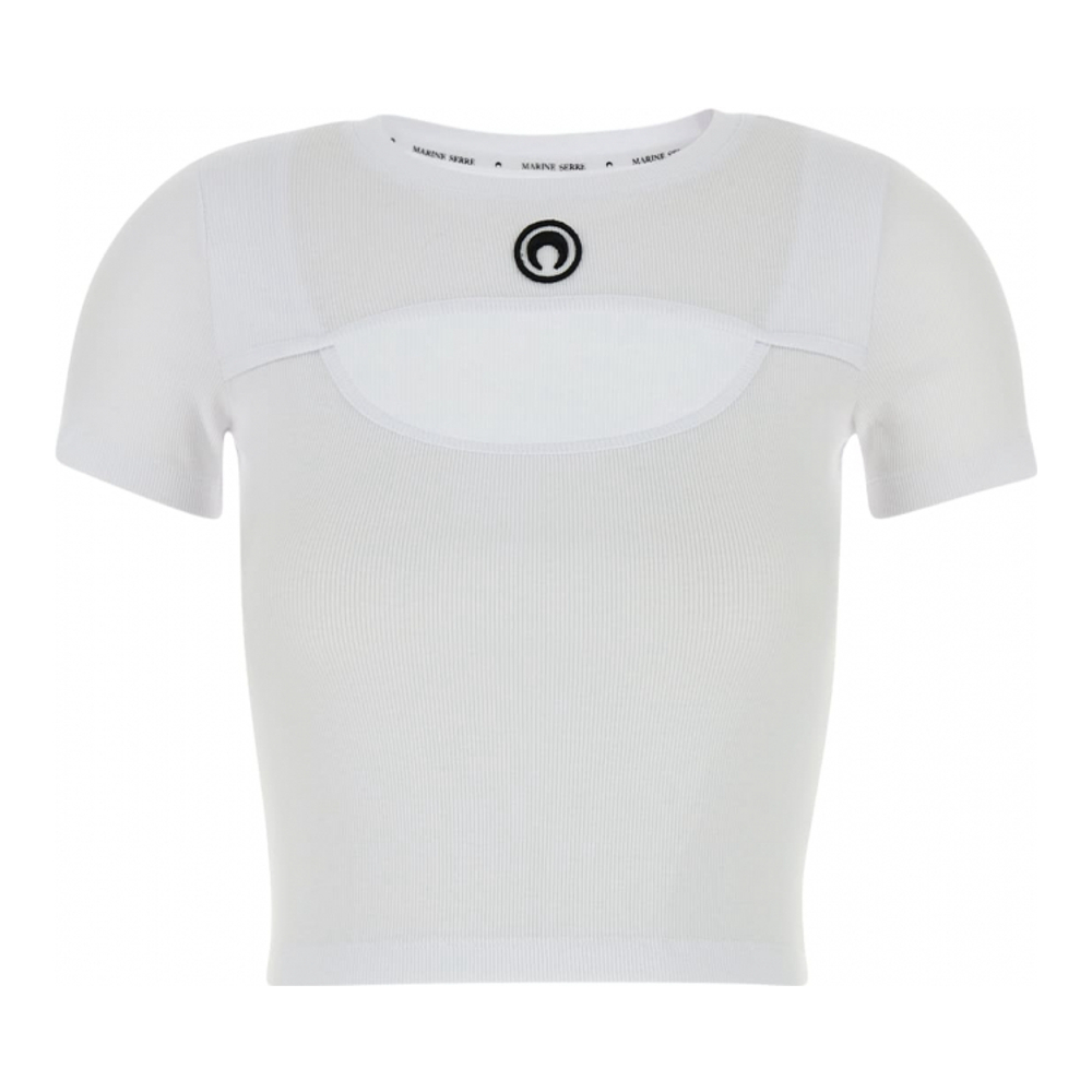 T-shirt 'Moon Logo Ribbed Jersey Cut-Out' pour Femmes