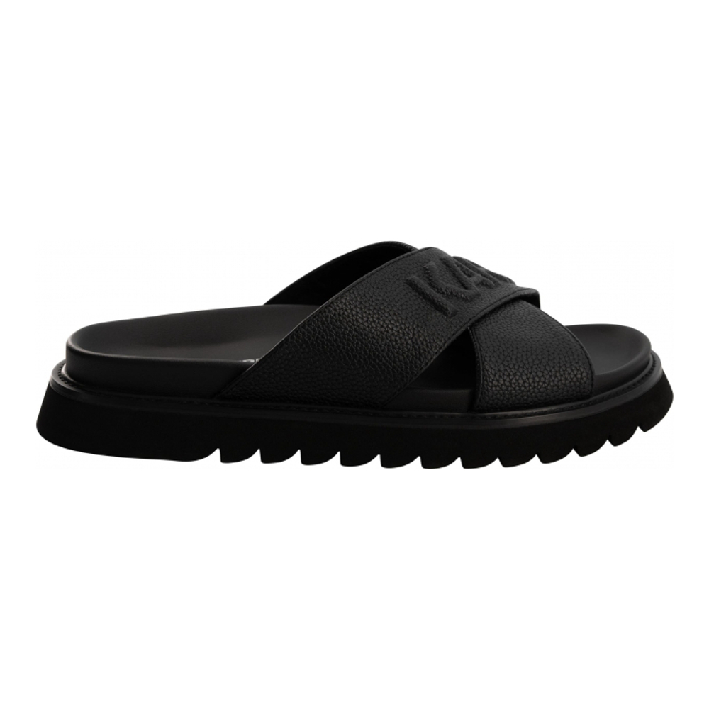 Men's 'Tumbled Leather Crisscross' Slides