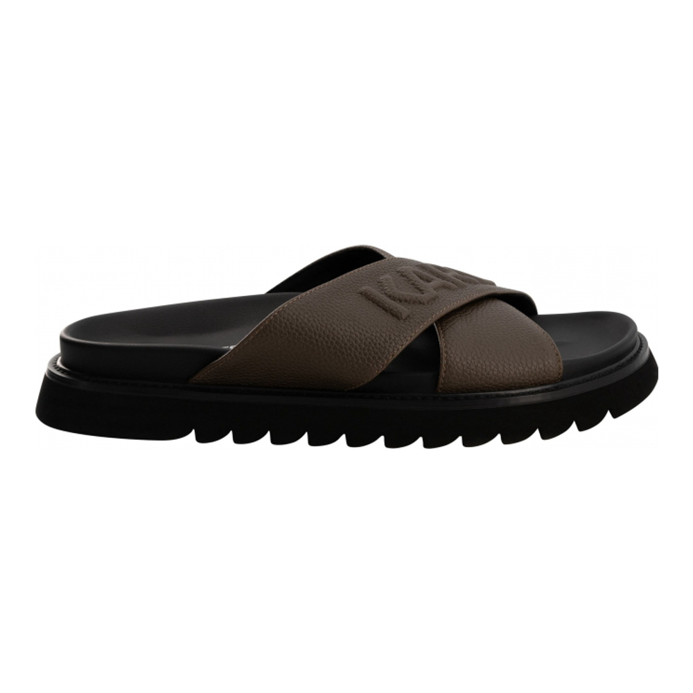 Men's 'Tumbled Leather Crisscross' Slides