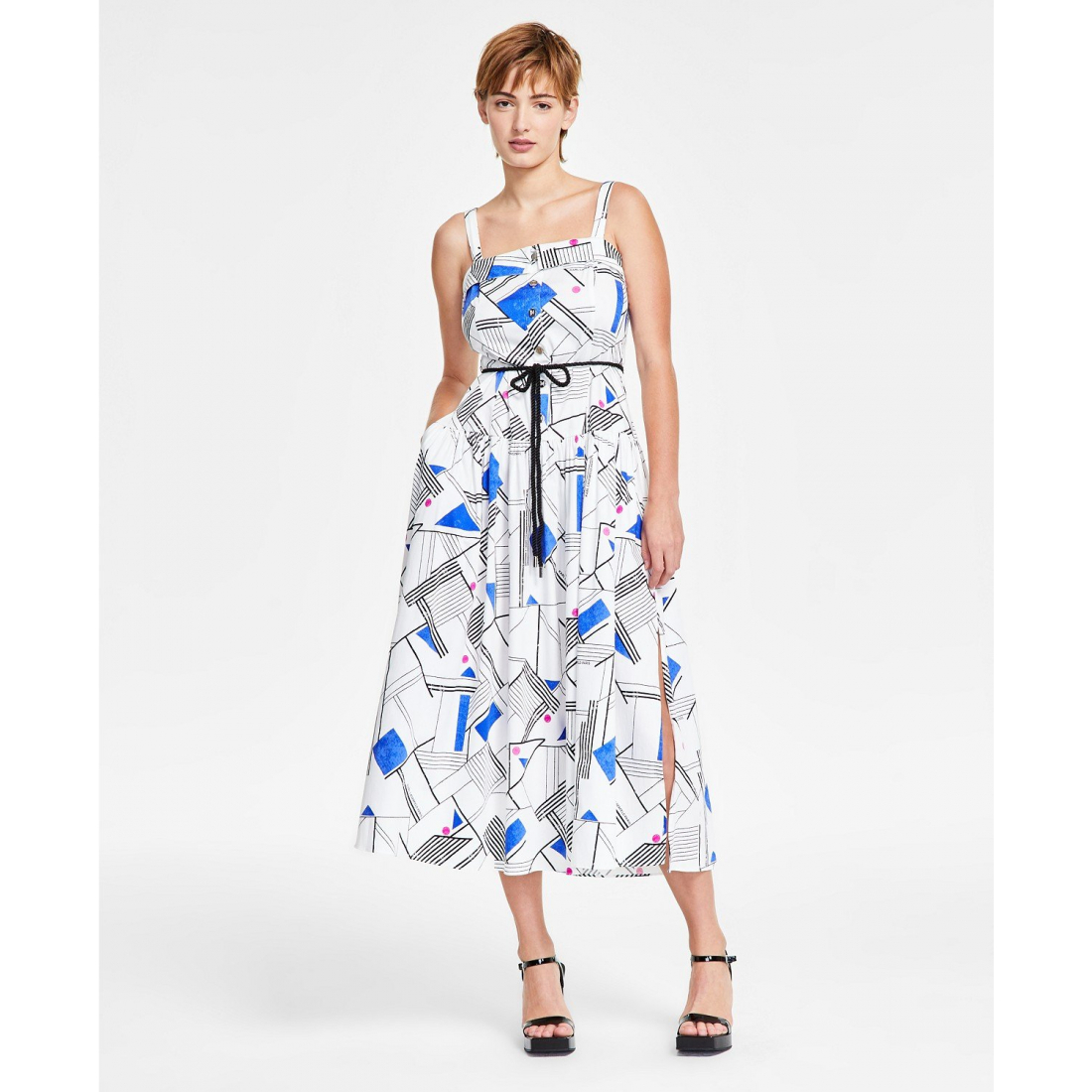 Robe A-line 'Geo-Print Square-Neck' pour Femmes