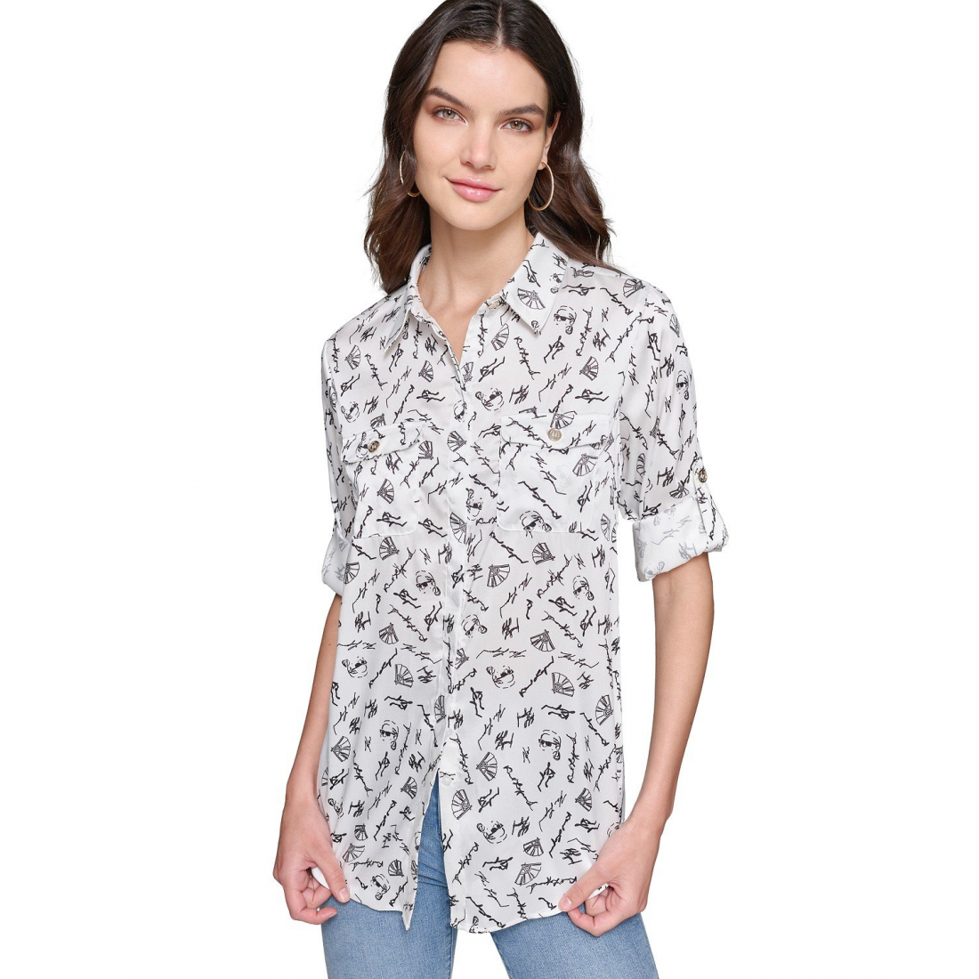 'Printed Utility Button-Down' pour Femmes