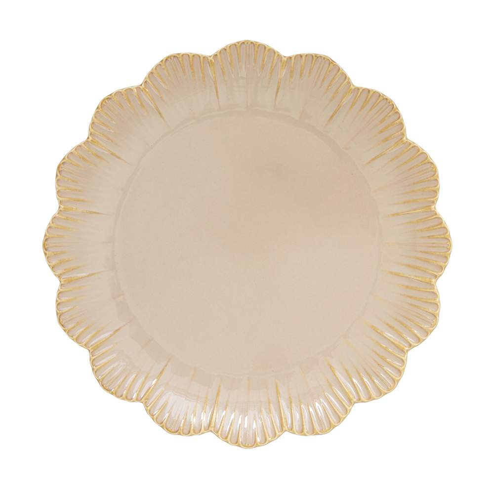 Set Of 6 Small Plate Beige Fleuri