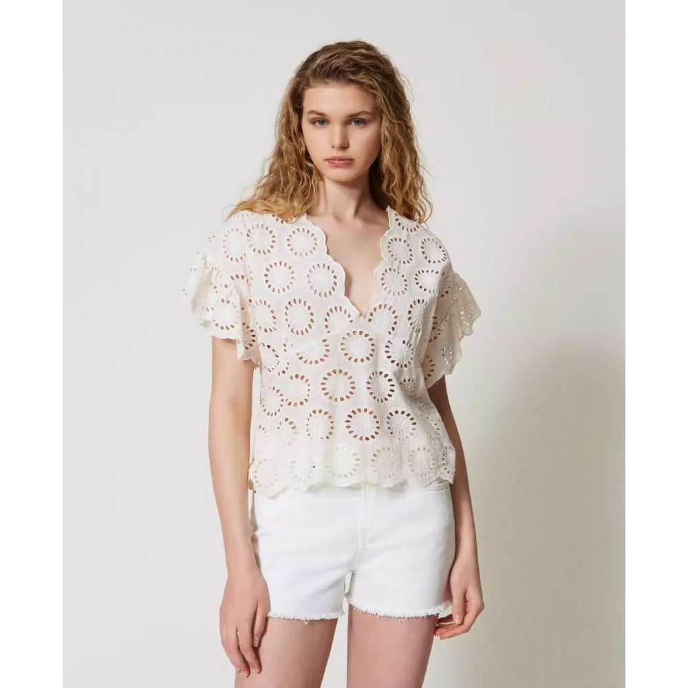 Blouse à manches courtes 'Sangallo' pour Femmes