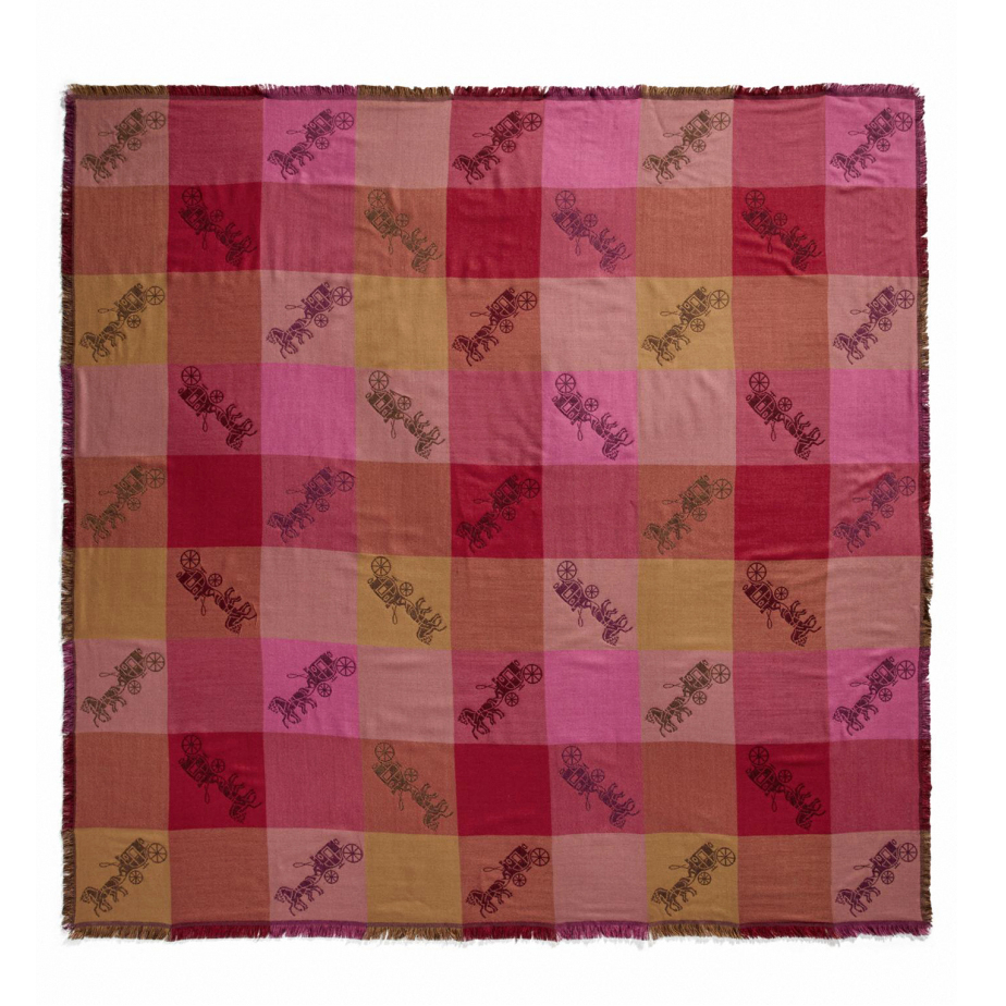 'Horse And Carriage Plaid Print Oversized Square' Wollschal für Damen