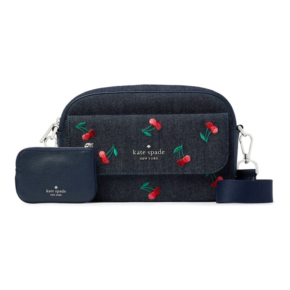 Women's 'Cherry Embroidered Denim Rosie' Camera Bag