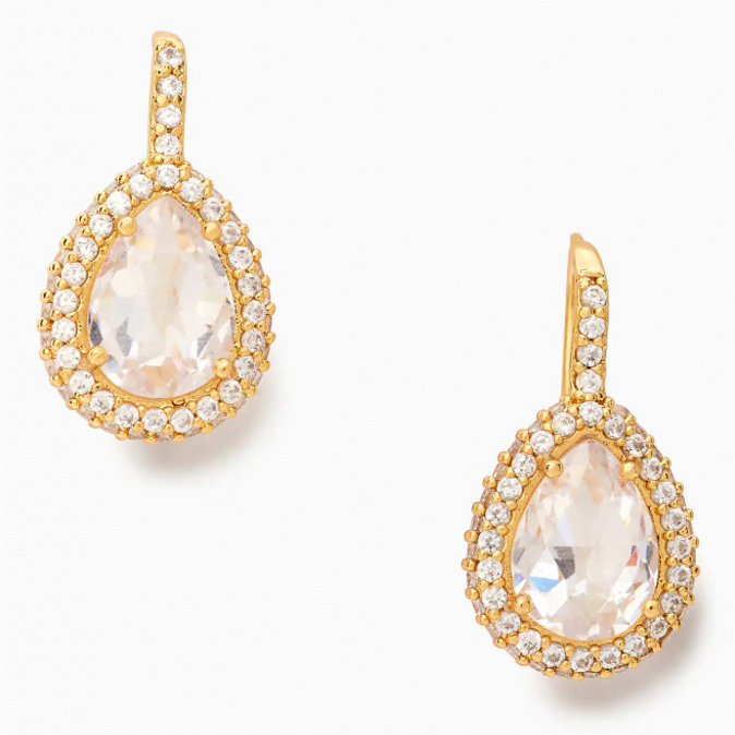 Women's 'Gold-Tone Pavé Halo Drop' Earrings