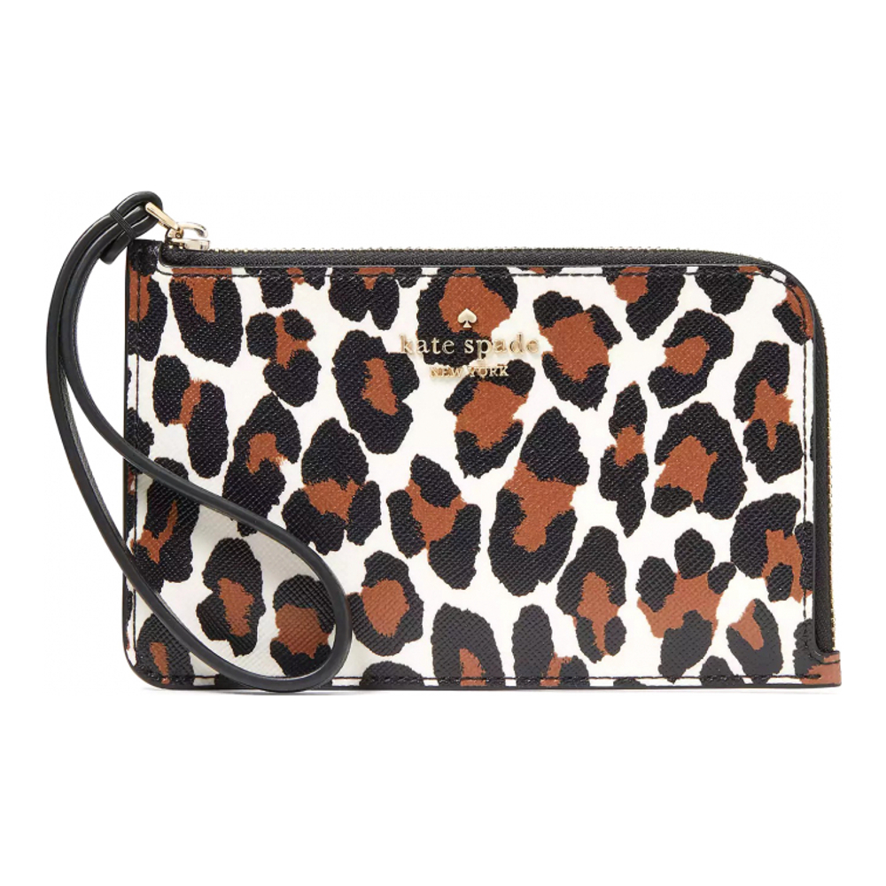 Women's 'Lucy Leopard Small L-Zip' Pouch