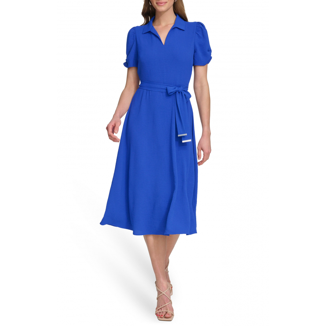 Women's 'Collared Tie Waist' Midi Dress