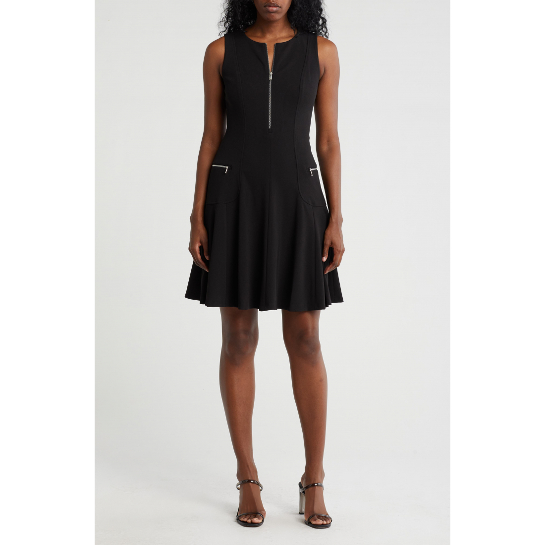 Women's 'Front Zip Sleeveless' Fit & Flare Dress