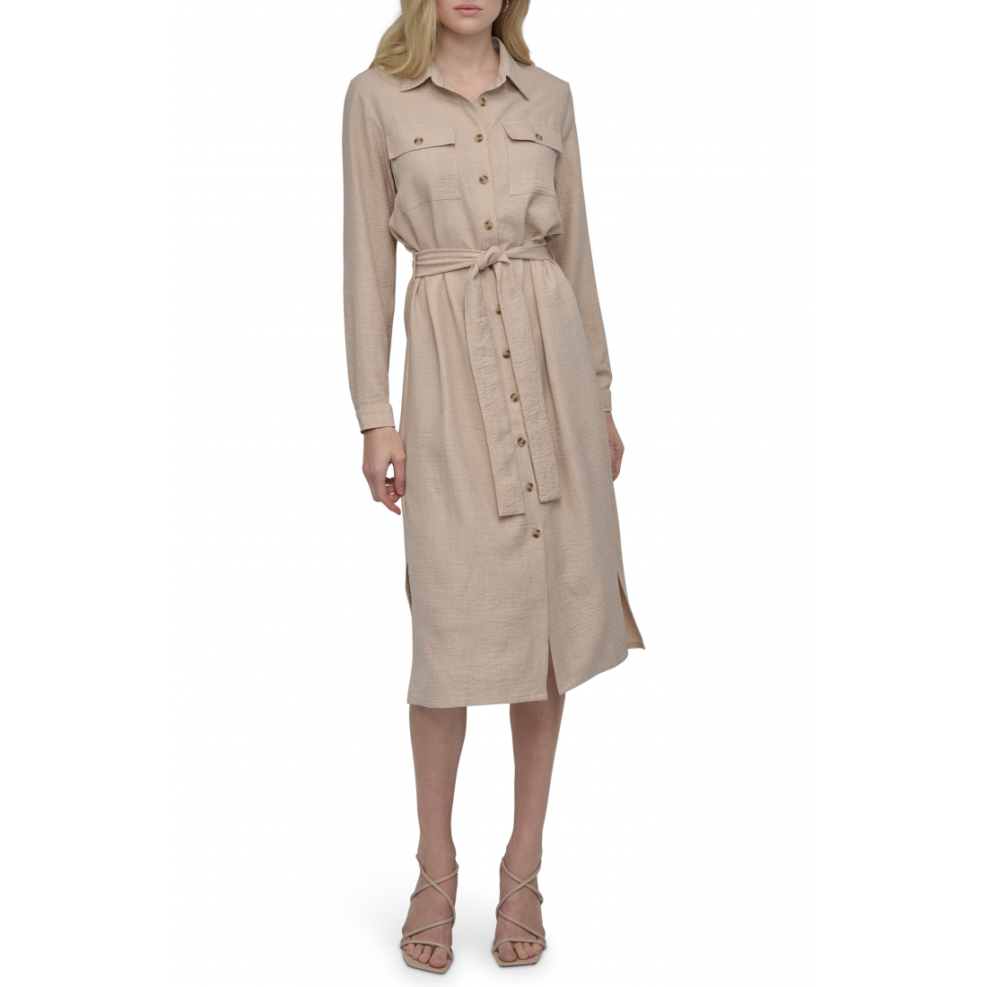 Women's 'Long Sleeve Belted Midi' Shirtdress