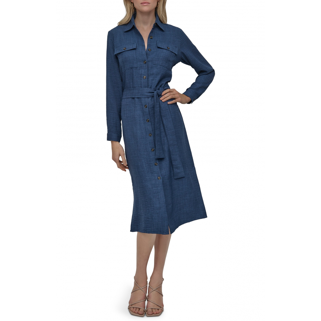 Women's 'Long Sleeve Belted Midi' Shirtdress