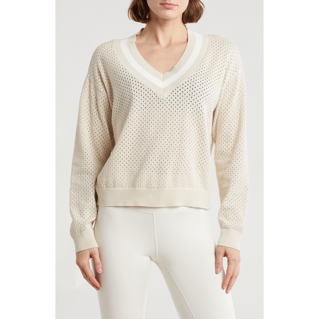 Women's 'Sport Mesh V-Neck' Sweater