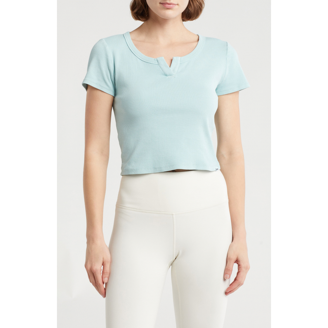 Women's 'Split Neck Rib Knit' T-Shirt