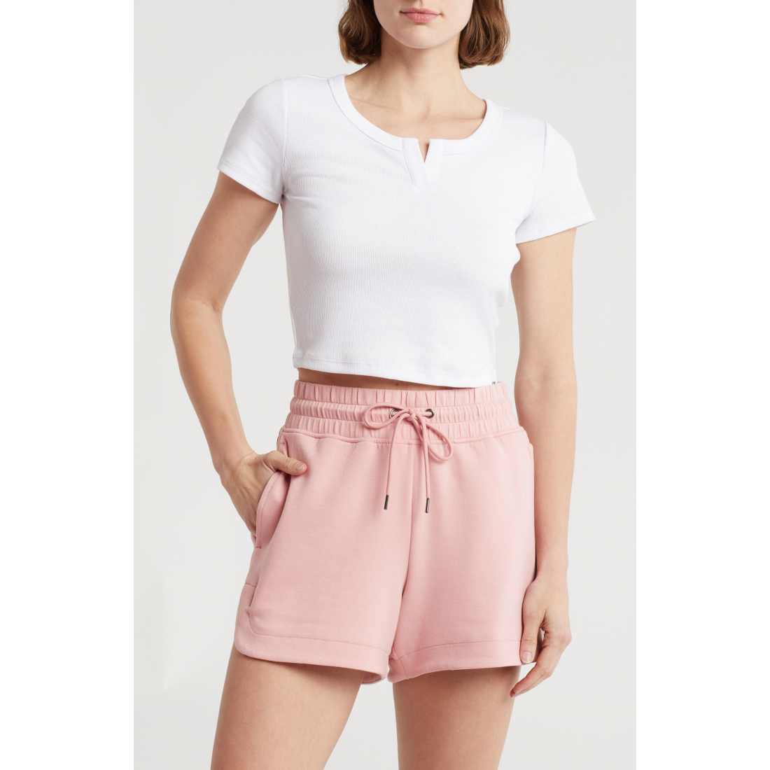 Women's 'Split Neck Rib Knit' T-Shirt