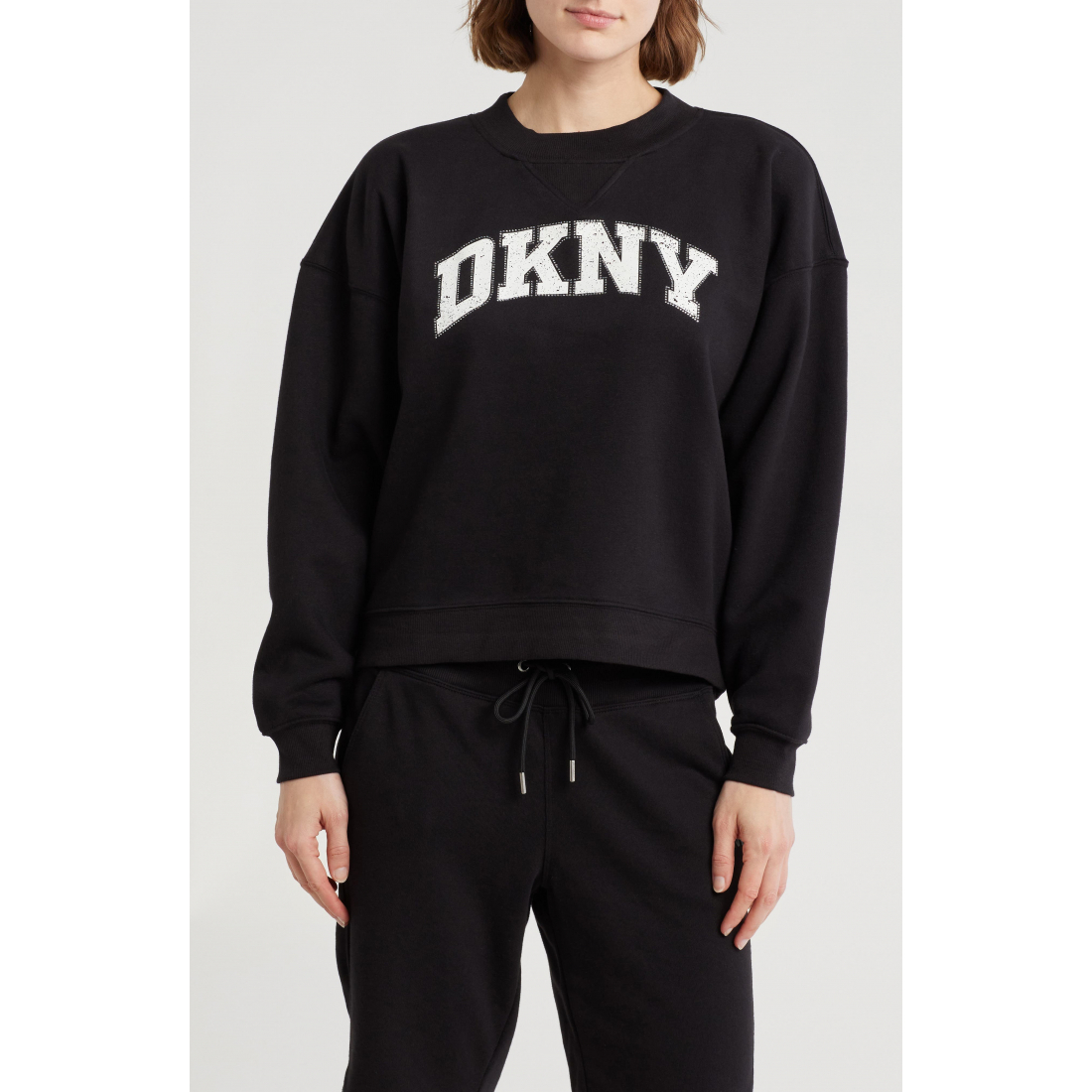 Women's 'Arched Distressed Rhinestone Pullover' Sweatshirt