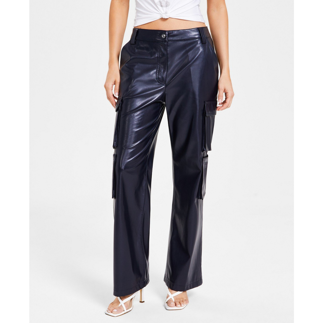 Pantalon cargo 'Kori High-Rise Faux-Leather Cargo Pants' pour Femmes