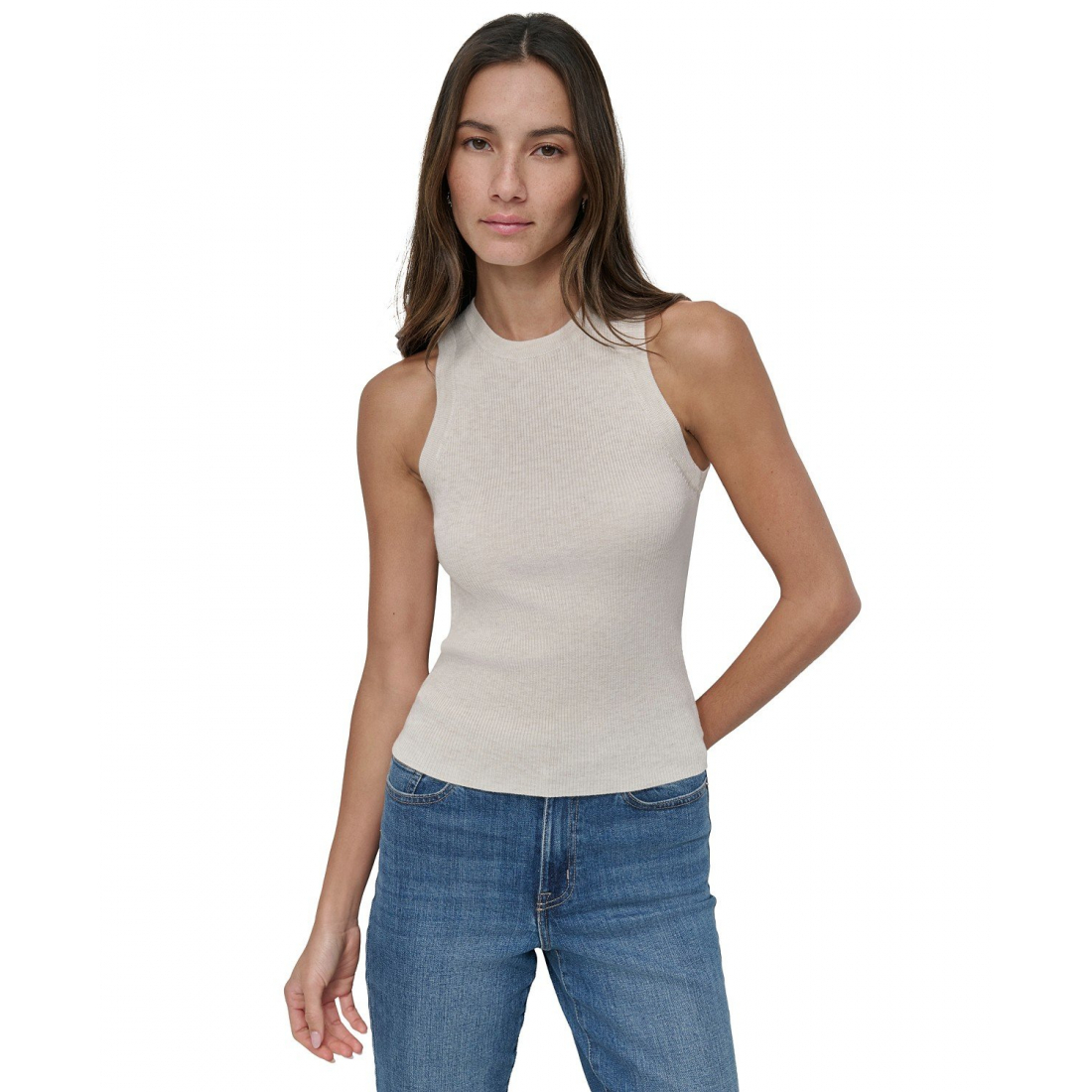 Pull sans manches 'Ribbed Sleeveless Crew Neck' pour Femmes