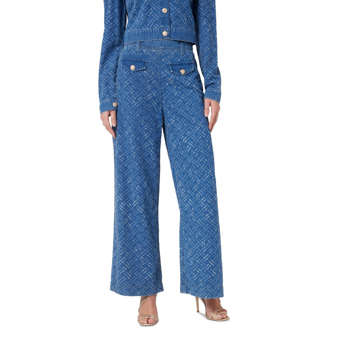 Women's 'Dakota Patch Wide-Leg Textured-Pattern' Jeans