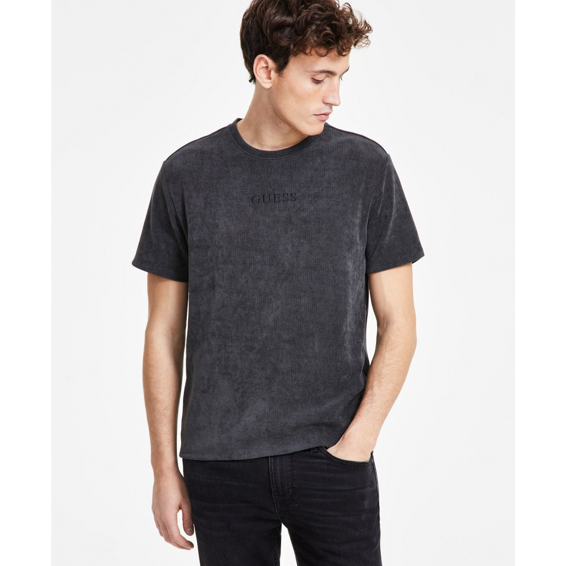 Men's 'Ribbed-Knit Embroidered Logo Graphic' T-Shirt