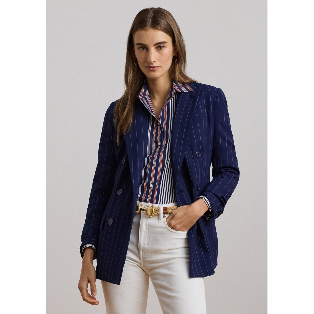 'Pinstripe Double-Breasted Twill Blazer' für Damen