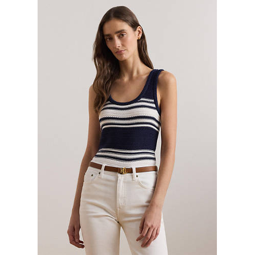 'Striped Cotton Blend Sweater Tank Top' pour Femmes