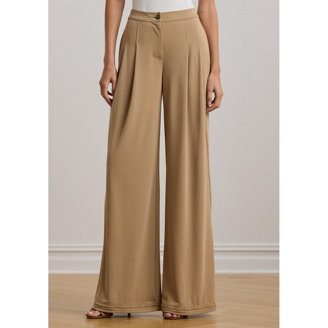 'Pleated Stretch Jersey Wide-Leg Pants' pour Femmes