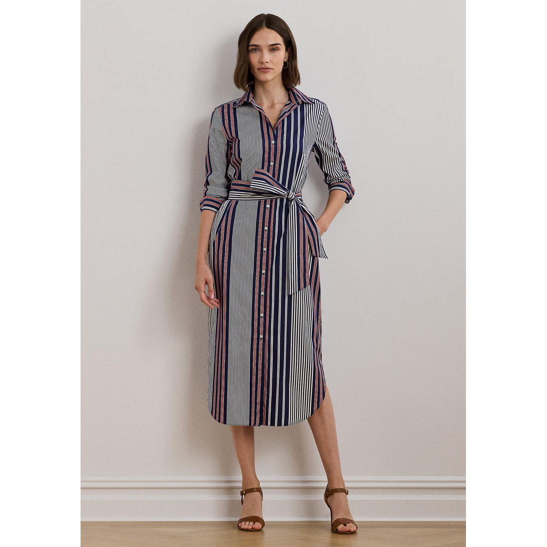 'Striped Cotton Broadcloth' Hemdkleid für Damen