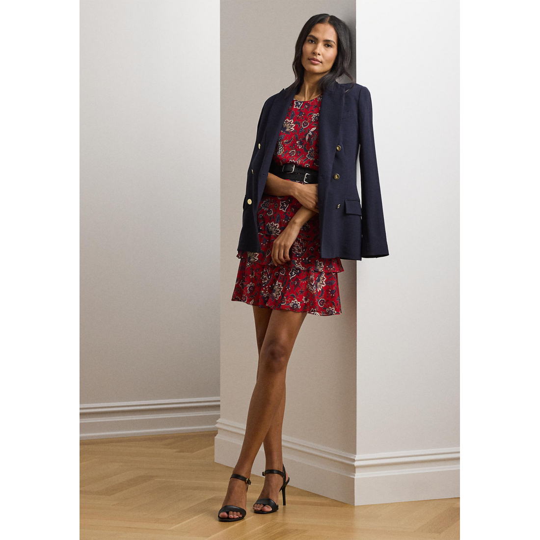 'Floral Crinkle Georgette' Etuikleid für Damen