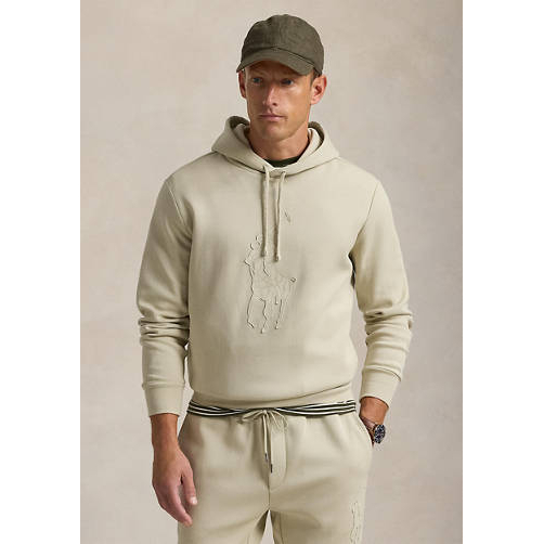 'Leather-Pony Double-Knit Hoodie' pour Hommes