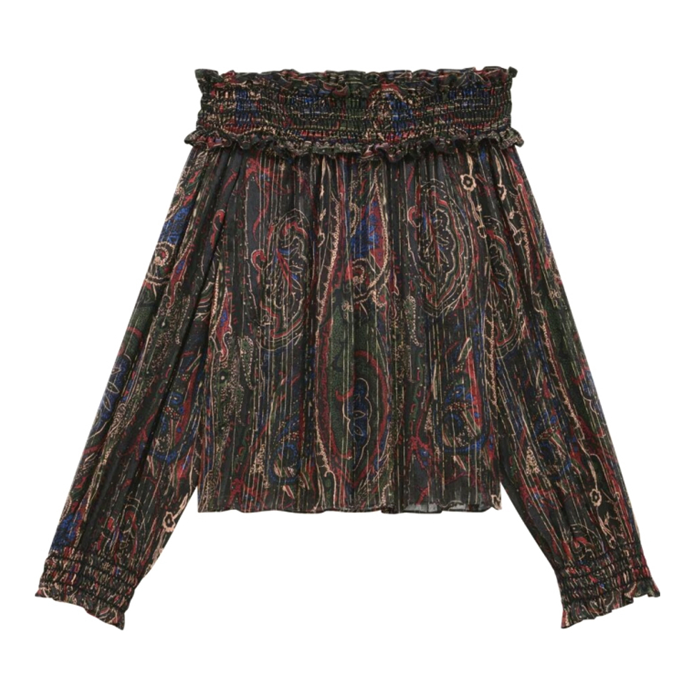 Blouse à manches longues 'Paisley Lurex Smocked' pour Femmes